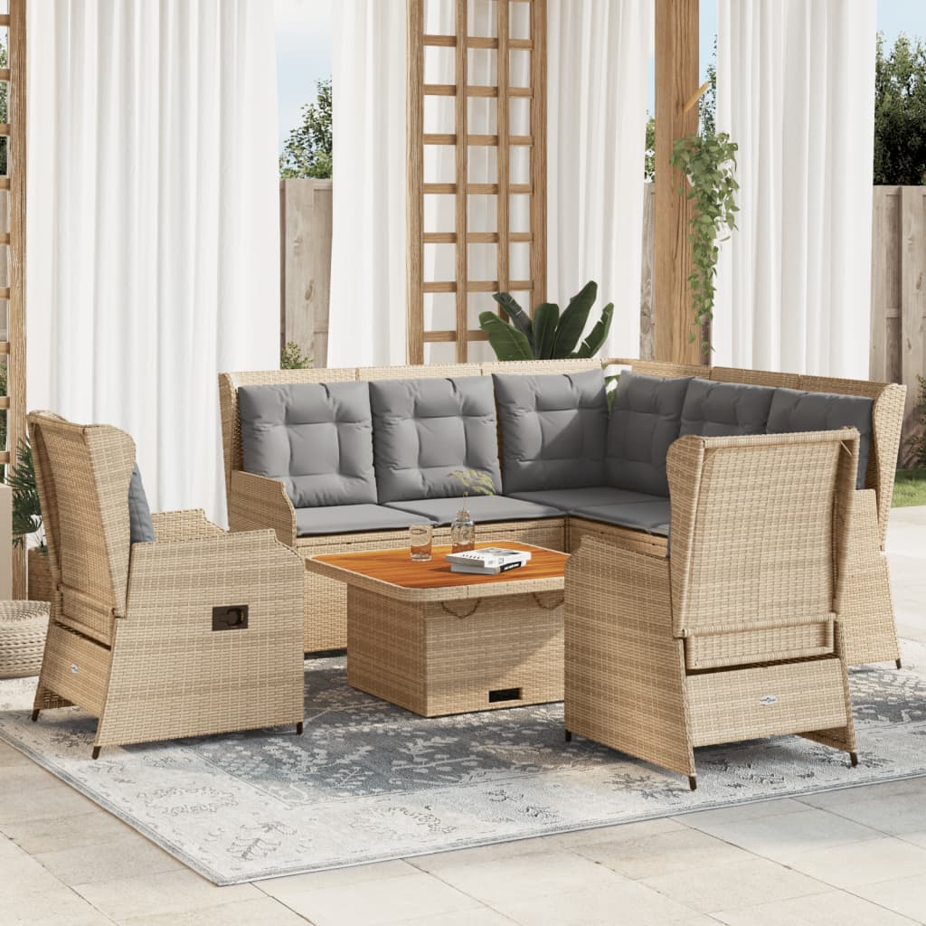 Loungegrupp Med Dynor 5 Delar Brun Konstrotting