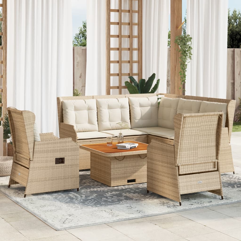 Loungegrupp Med Dynor 5 Delar Brun Konstrotting