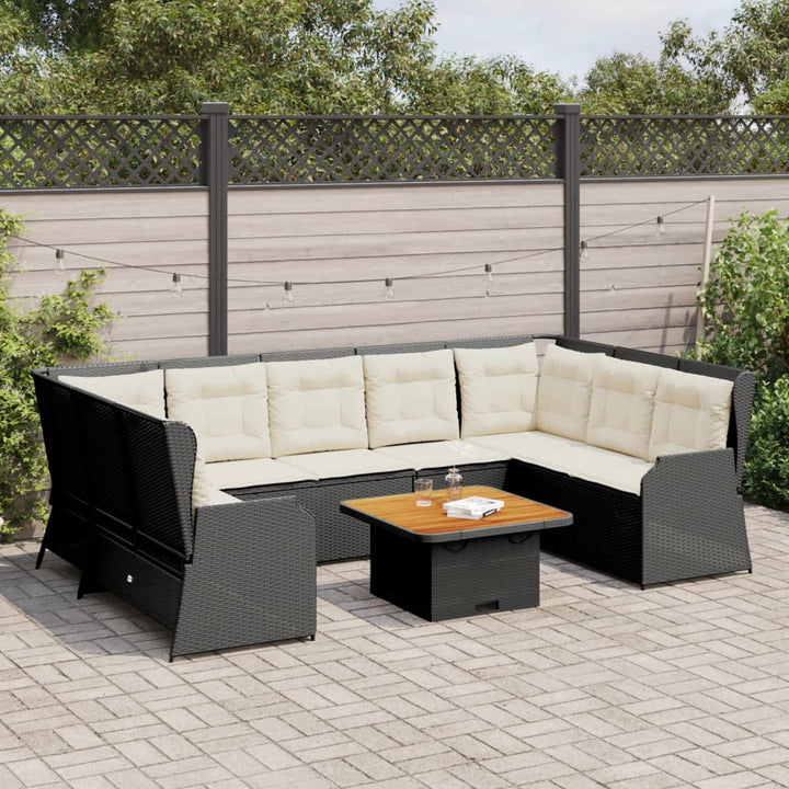 Loungegrupp För Trädgården Med Dynor 7 Delar Konstrotting Beige