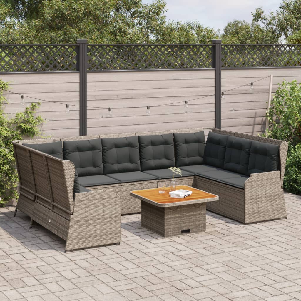 Loungegrupp För Trädgården Med Dynor 7 Delar Konstrotting Beige