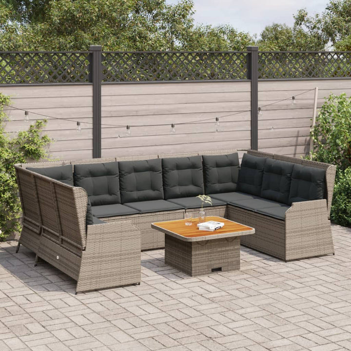 Loungegrupp För Trädgården Med Dynor 7 Delar Konstrotting Beige
