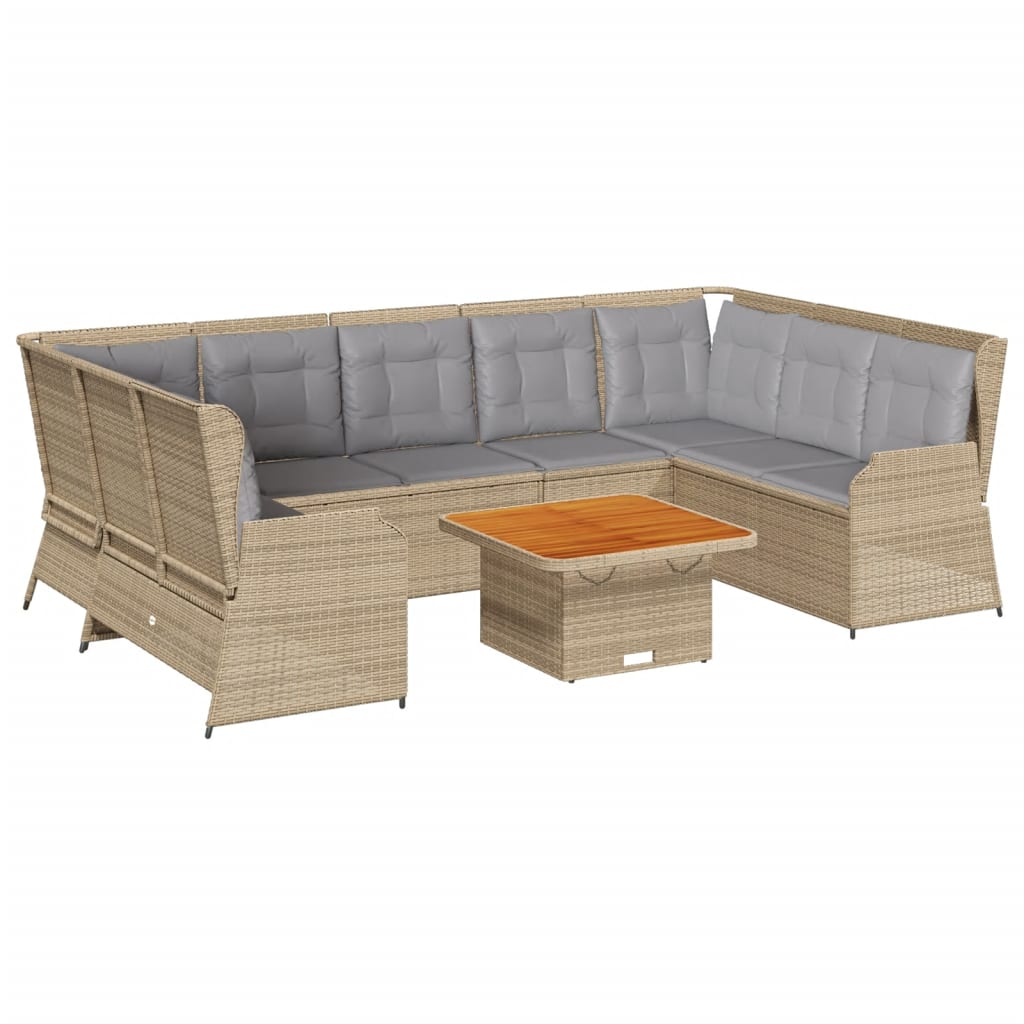 Loungegrupp För Trädgården Med Dynor 7 Delar Konstrotting Beige