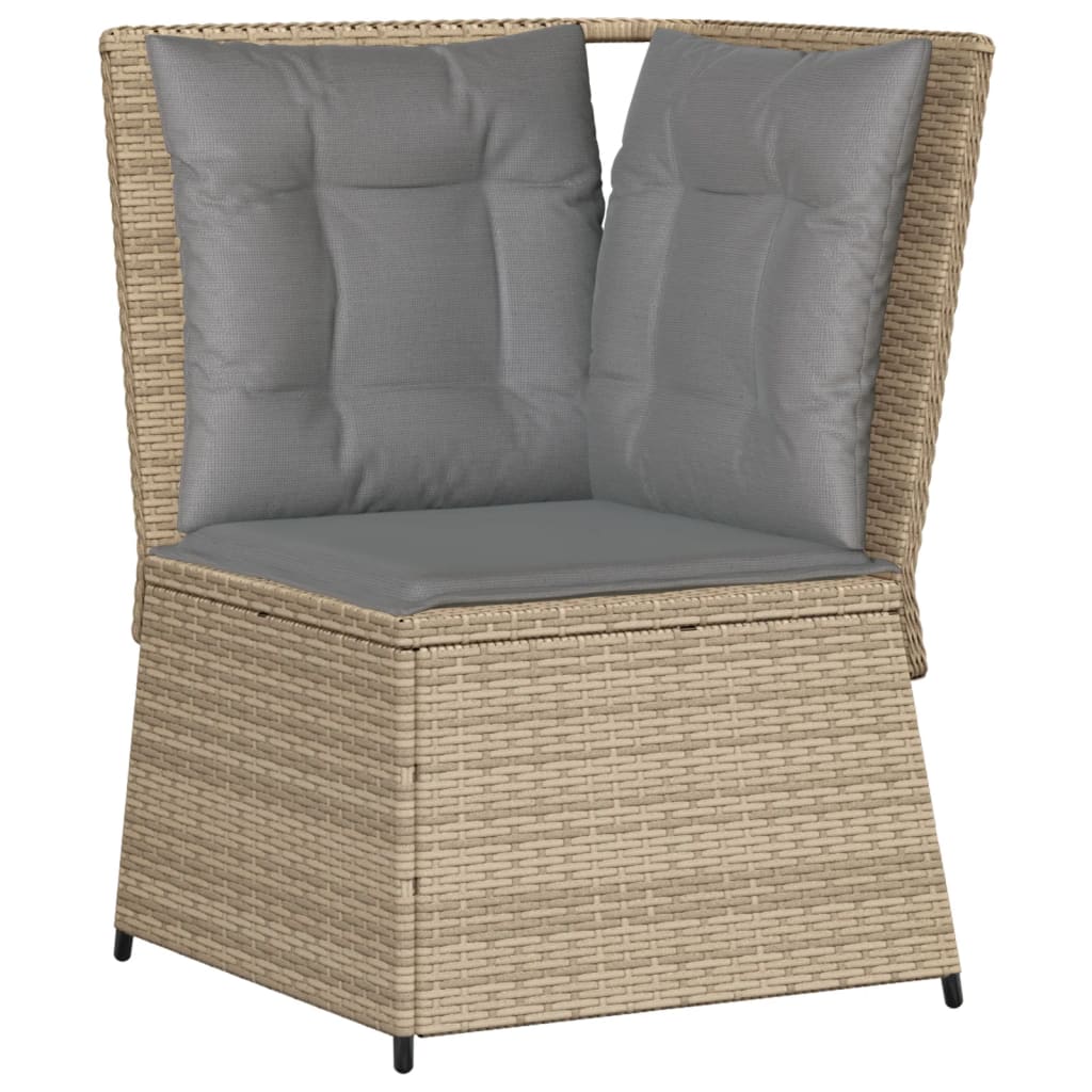 Loungegrupp För Trädgården Med Dynor 7 Delar Konstrotting Beige