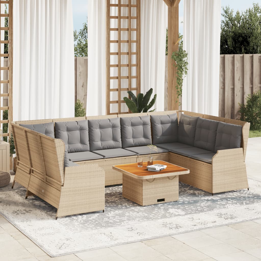 Loungegrupp För Trädgården Med Dynor 7 Delar Konstrotting Beige