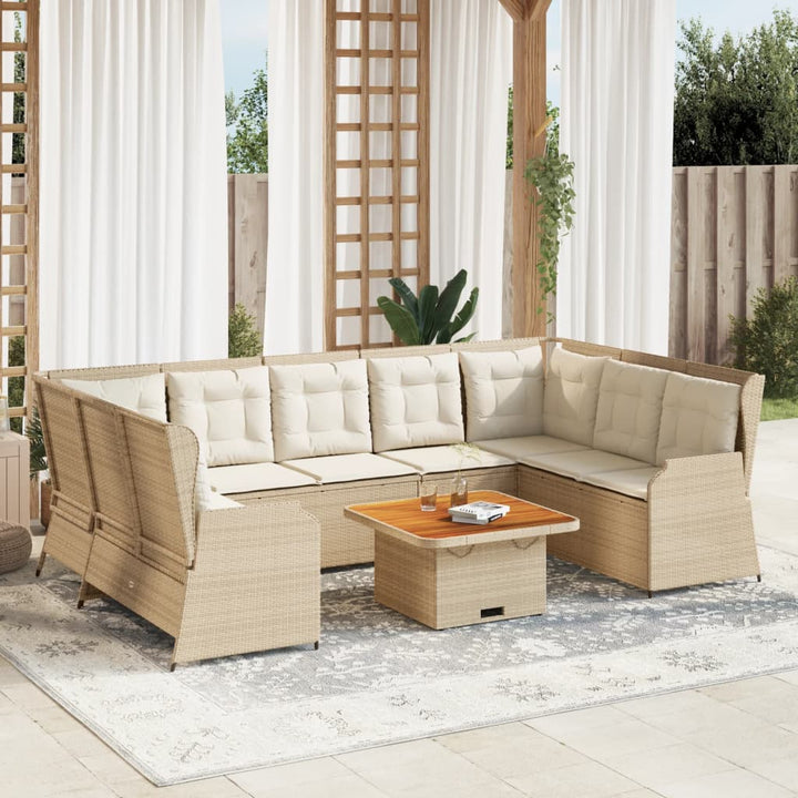 Loungegrupp För Trädgården Med Dynor 7 Delar Konstrotting Beige
