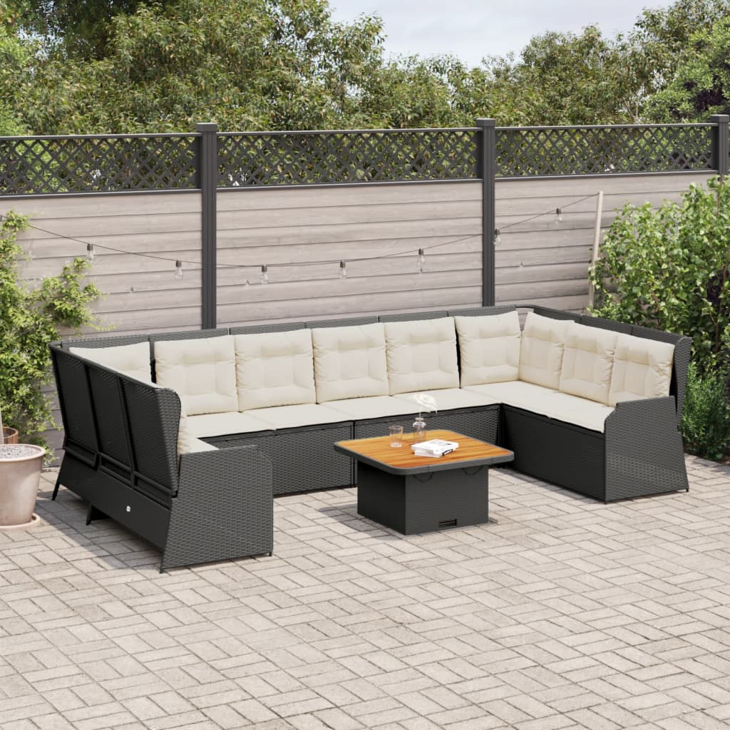 Loungegrupp För Trädgården Med Dynor 7 Delar Konstrotting Beige