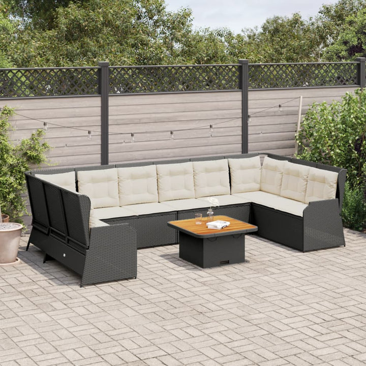 Loungegrupp För Trädgården Med Dynor 7 Delar Konstrotting Beige