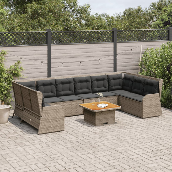 Loungegrupp För Trädgården Med Dynor 7 Delar Konstrotting Beige