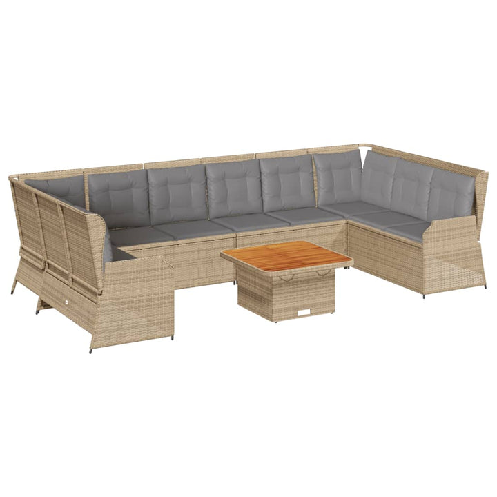 Loungegrupp För Trädgården Med Dynor 7 Delar Konstrotting Beige