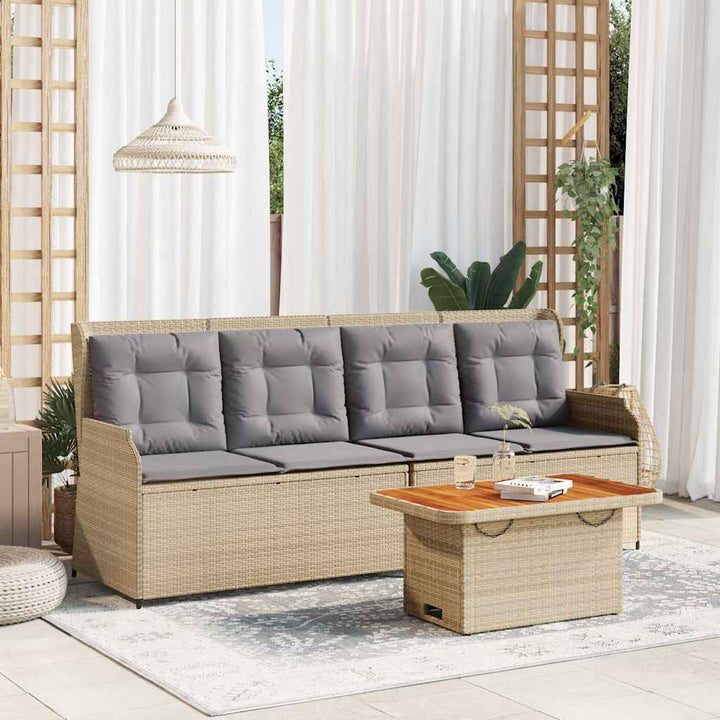 Loungegrupp För Trädgården Med Dynor 3 Delar Konstrotting Beige