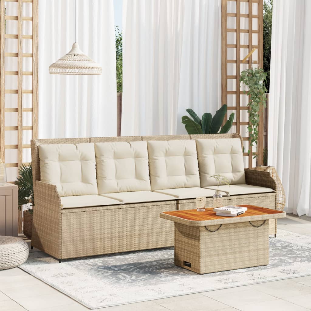 Loungegrupp För Trädgården Med Dynor 3 Delar Konstrotting Beige