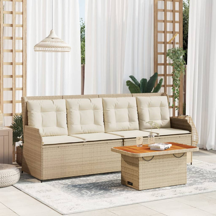 Loungegrupp För Trädgården Med Dynor 3 Delar Konstrotting Beige