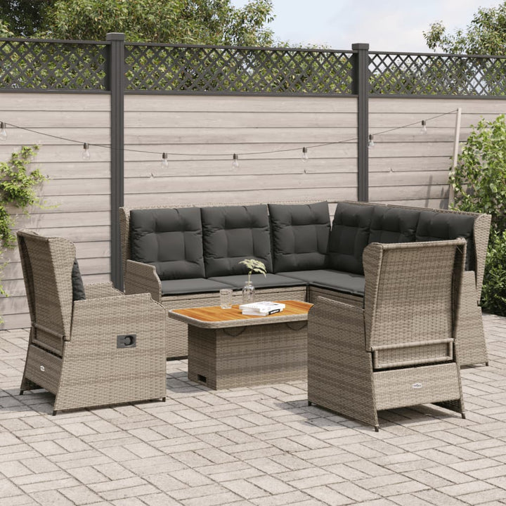 Loungegrupp För Trädgården Med Dynor 6 Delar Konstrotting Beige