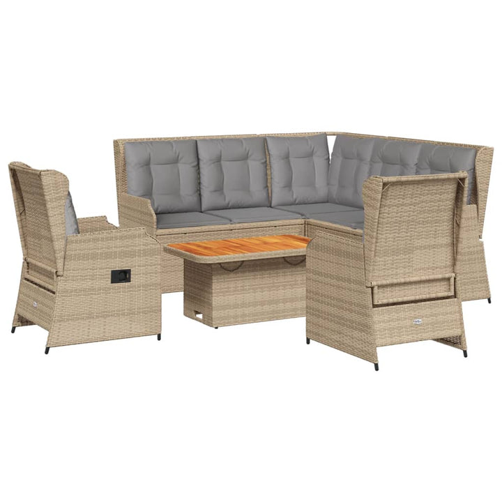 Loungegrupp För Trädgården Med Dynor 6 Delar Konstrotting Beige
