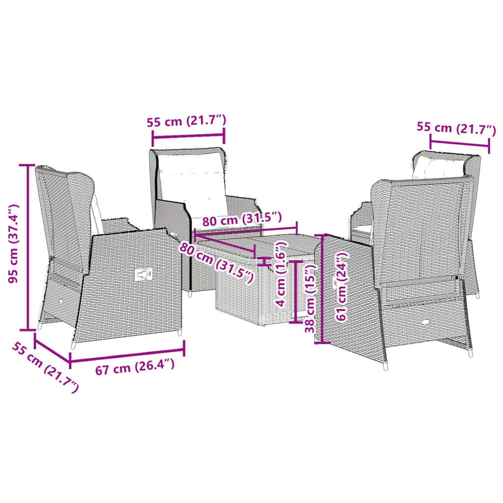 Loungegrupp Med Dynor 5 Delar Konstrotting