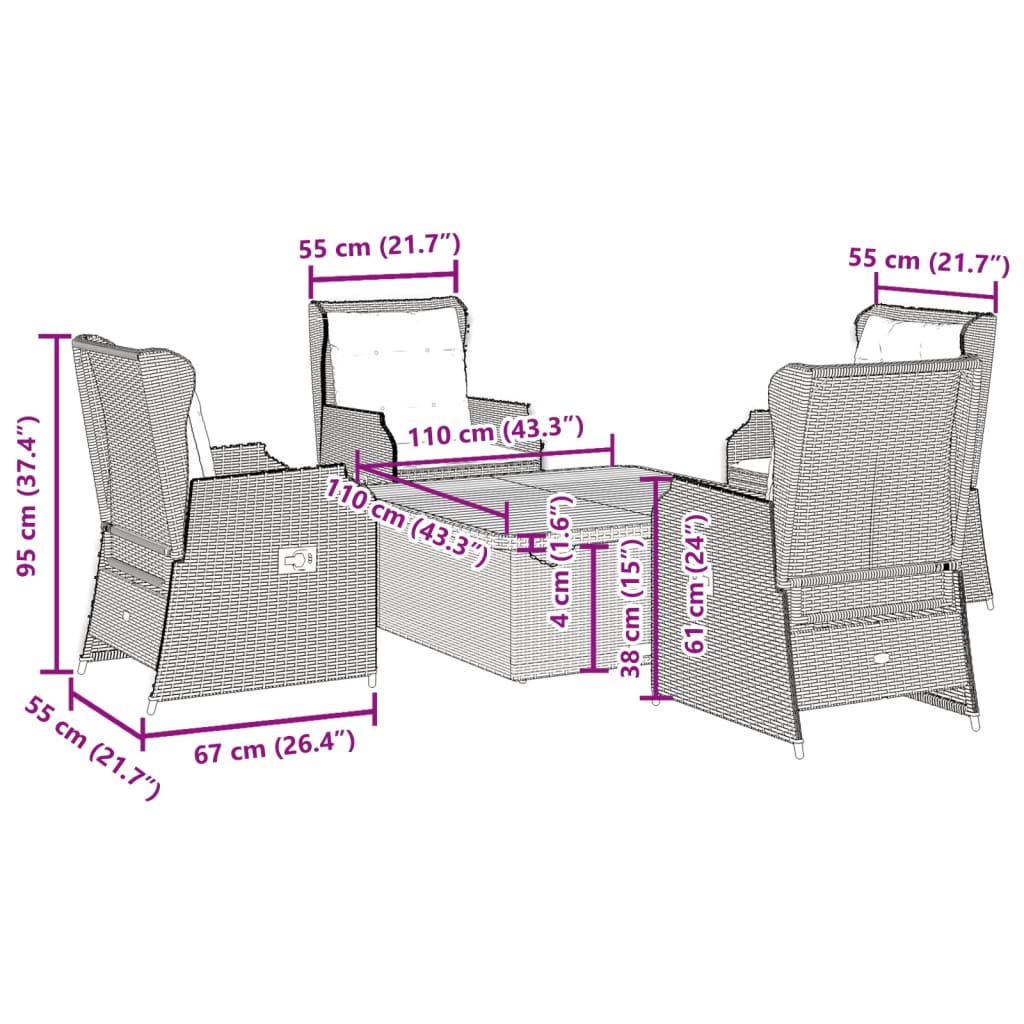 Loungegrupp Med Dynor 5 Delar Konstrotting