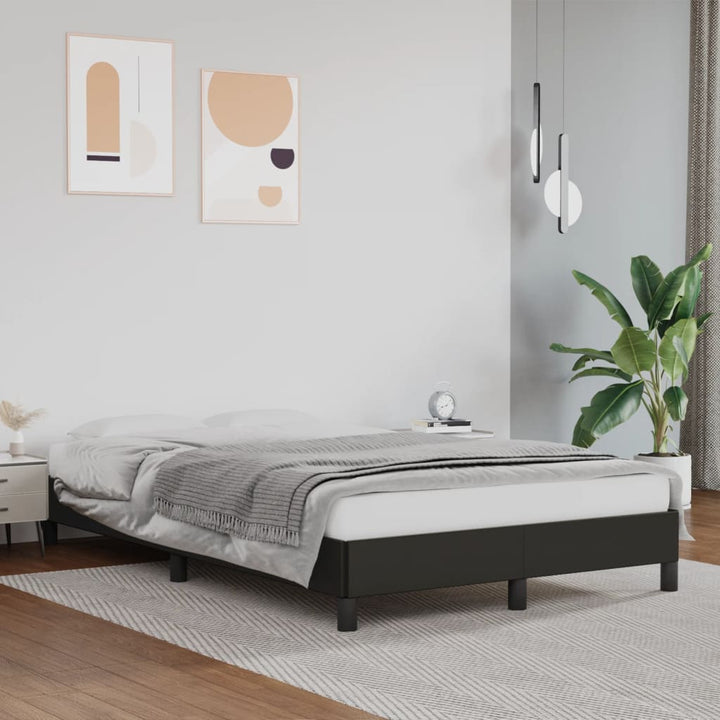 Boxspring-Sängram Gräddvit Konstläder
