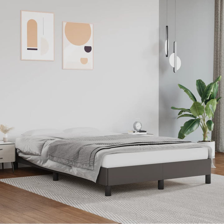 Boxspring-Sängram Gräddvit Konstläder