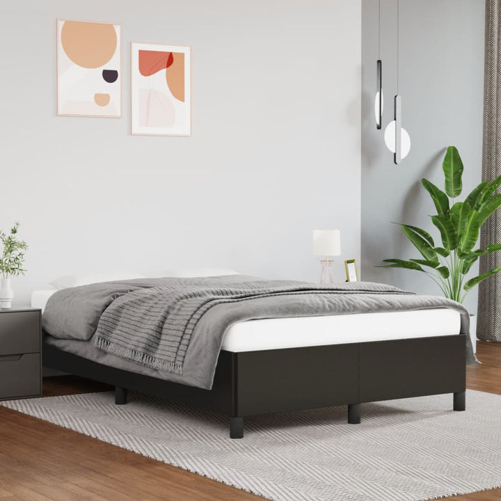 Boxspring-Sängram Gräddvit Konstläder