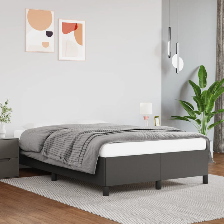 Boxspring-Sängram Gräddvit Konstläder