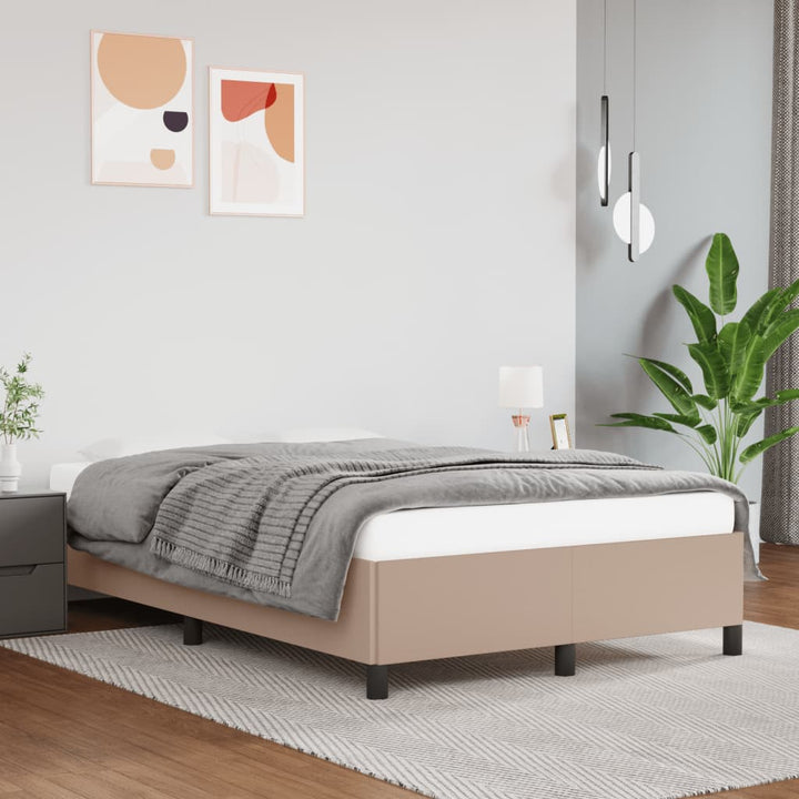 Boxspring-Sängram Gräddvit Konstläder