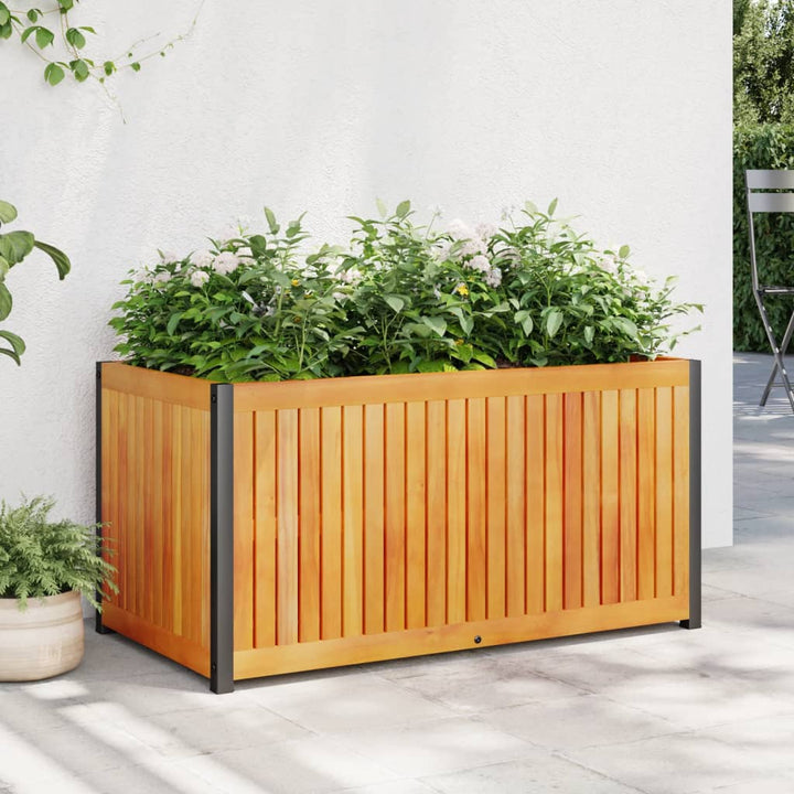 Odlingslåda 80X30X27,5 Cm Massivt Akaciaträ Och Stål