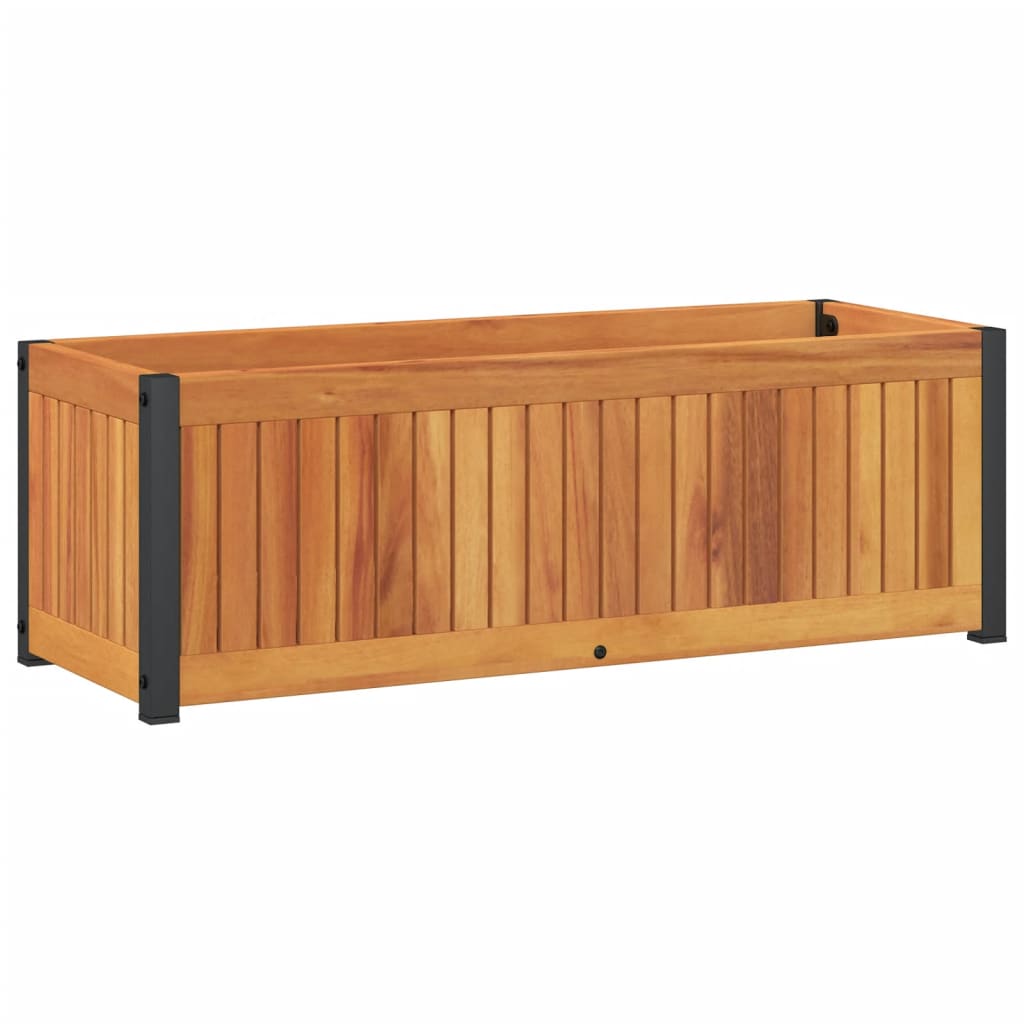 Odlingslåda 80X30X27,5 Cm Massivt Akaciaträ Och Stål