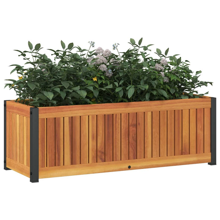 Odlingslåda 80X30X27,5 Cm Massivt Akaciaträ Och Stål