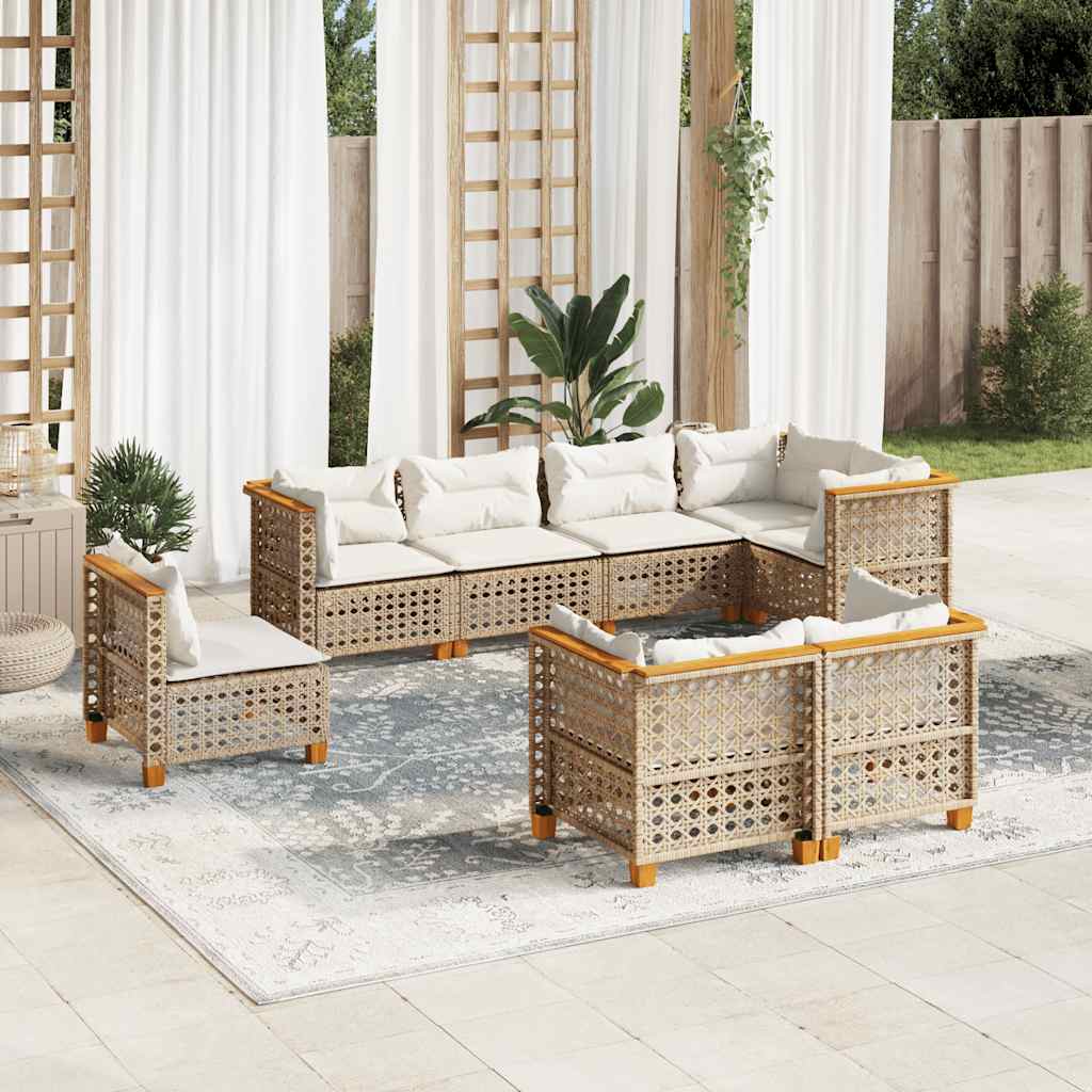 Loungegrupp För Trädgården Med Dynor 8 Delar Konstrotting