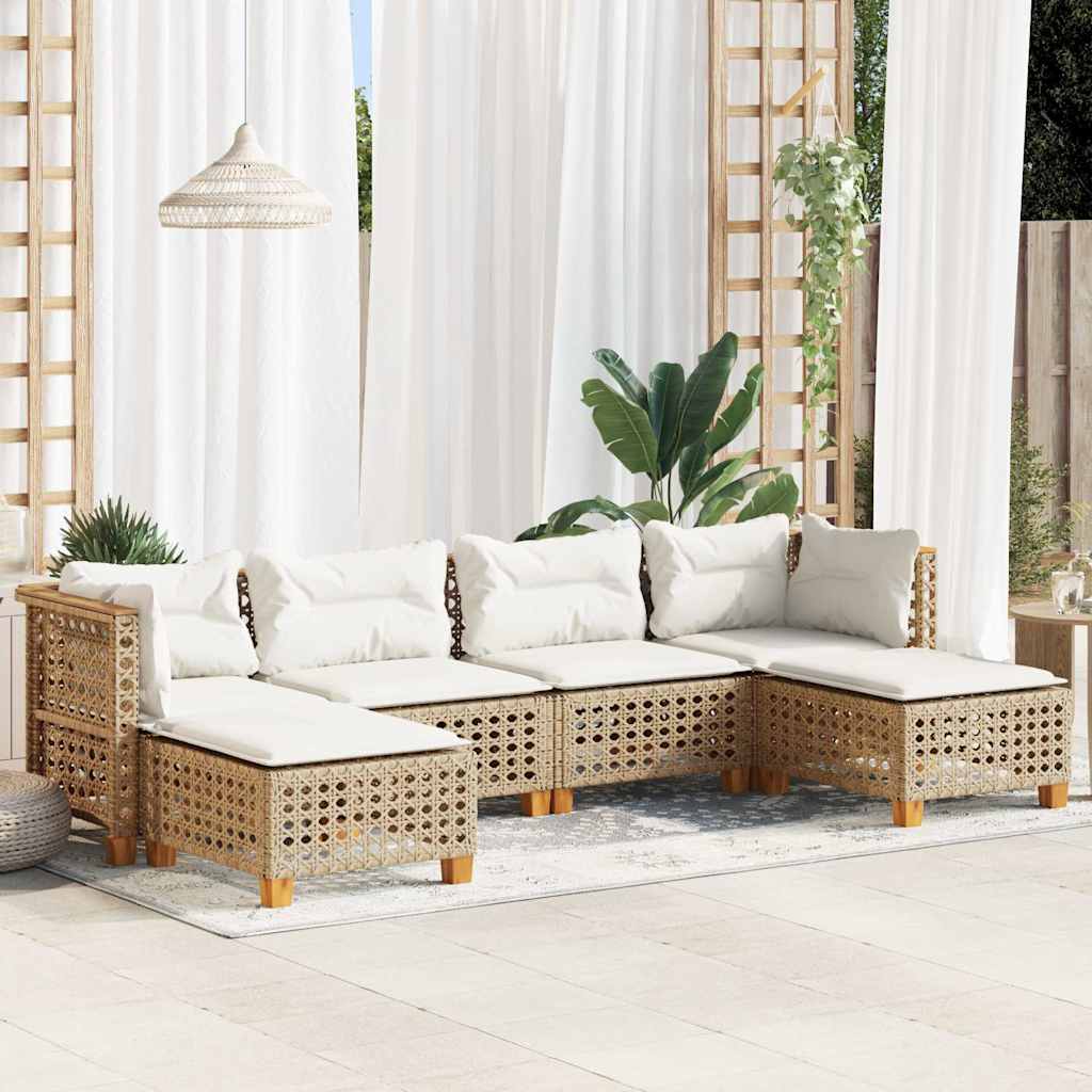 Loungegrupp För Trädgården Med Dynor 6 Delar Konstrotting