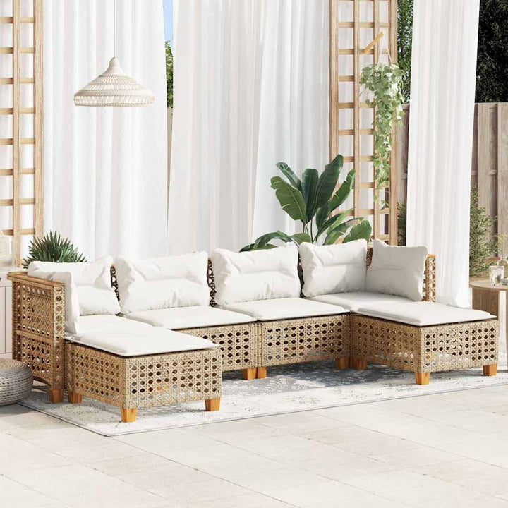 Loungegrupp För Trädgården Med Dynor 6 Delar Konstrotting