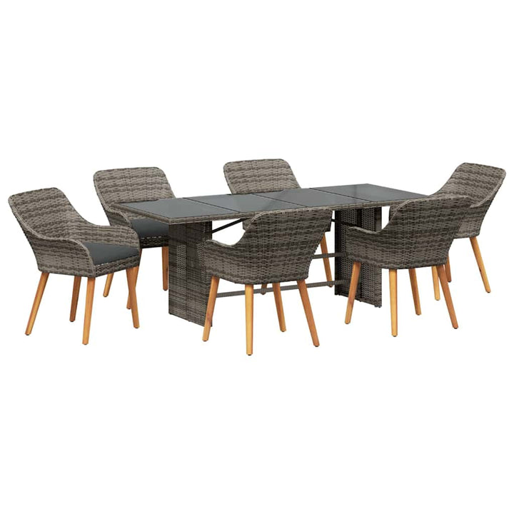Trädgårdsmöbelset Med Kudde 7 Pcs Grå Konstrotting