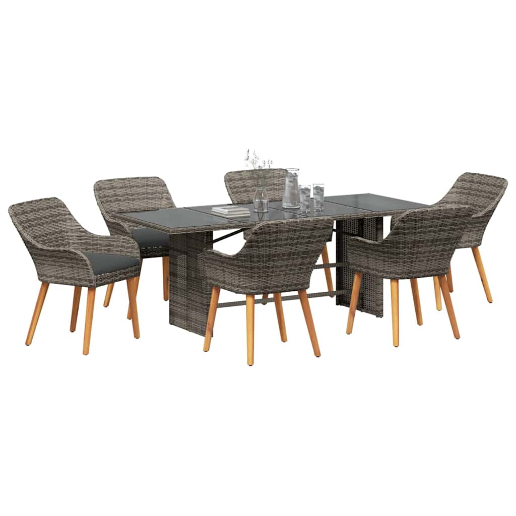 Trädgårdsmöbelset Med Kudde 7 Pcs Grå Konstrotting