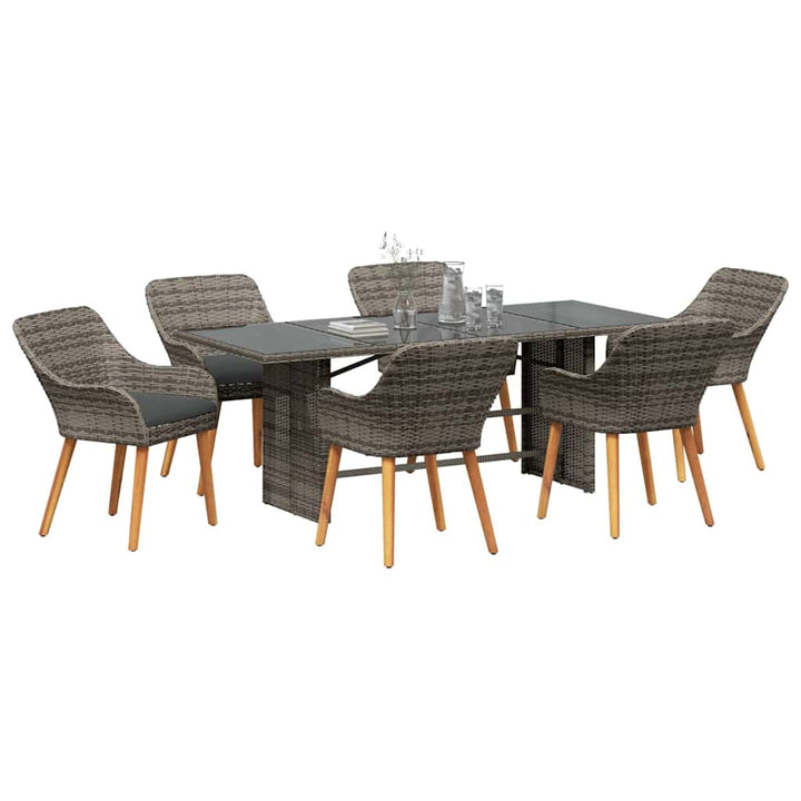 Trädgårdsmöbelset Med Kudde 7 Pcs Grå Konstrotting