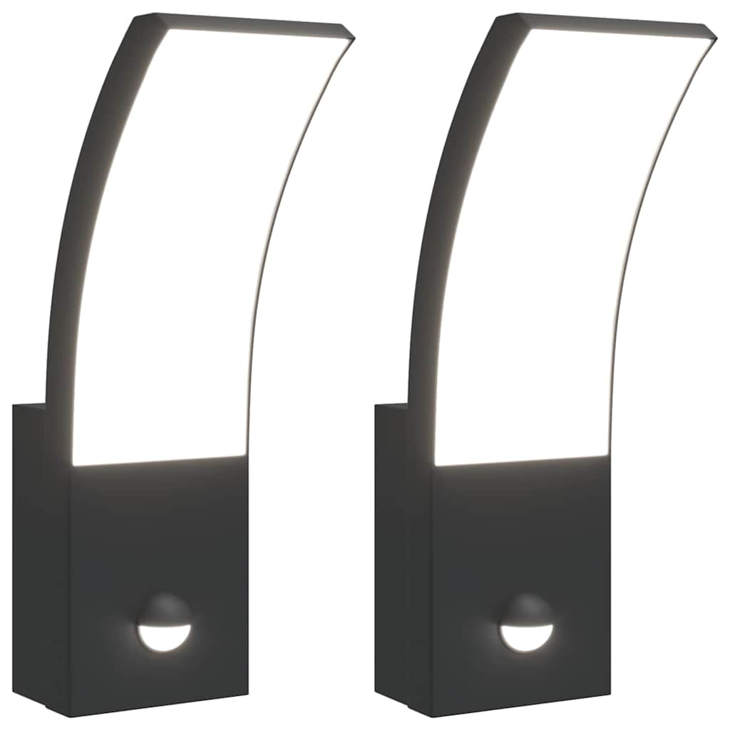 Utomhusvägglampor Led Med Sensorer 2 St Gjuten Aluminium