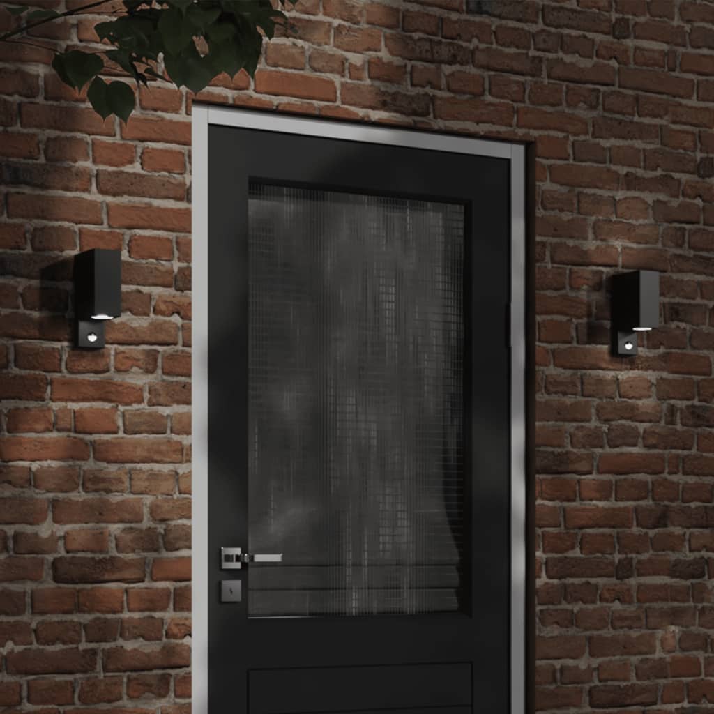 Utomhusvägglampor 2 St Svart Gjuten Aluminium