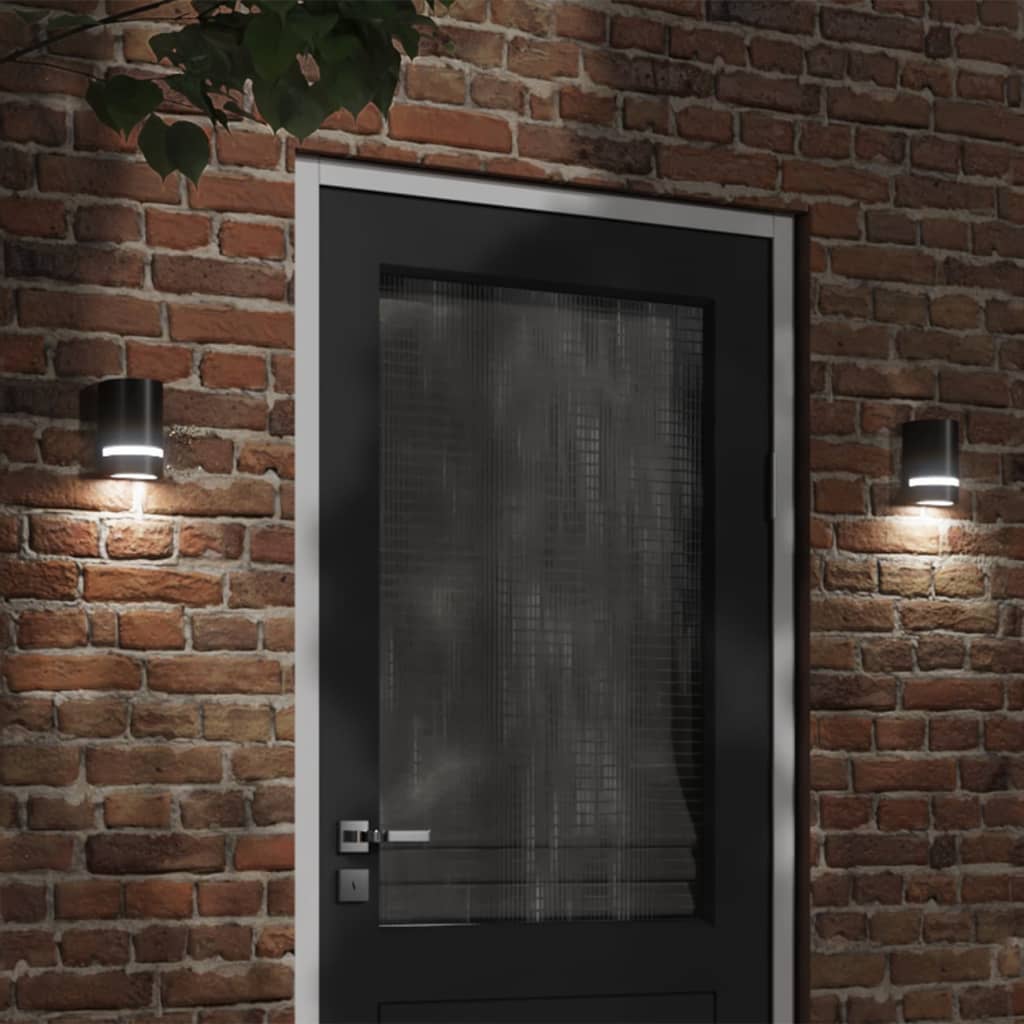 Utomhusvägglampa 2 St 35 W Svart Halvrund