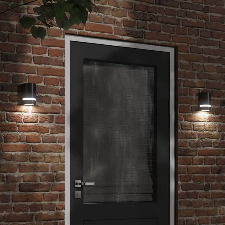 Utomhusvägglampa 2 St 35 W Svart Halvrund