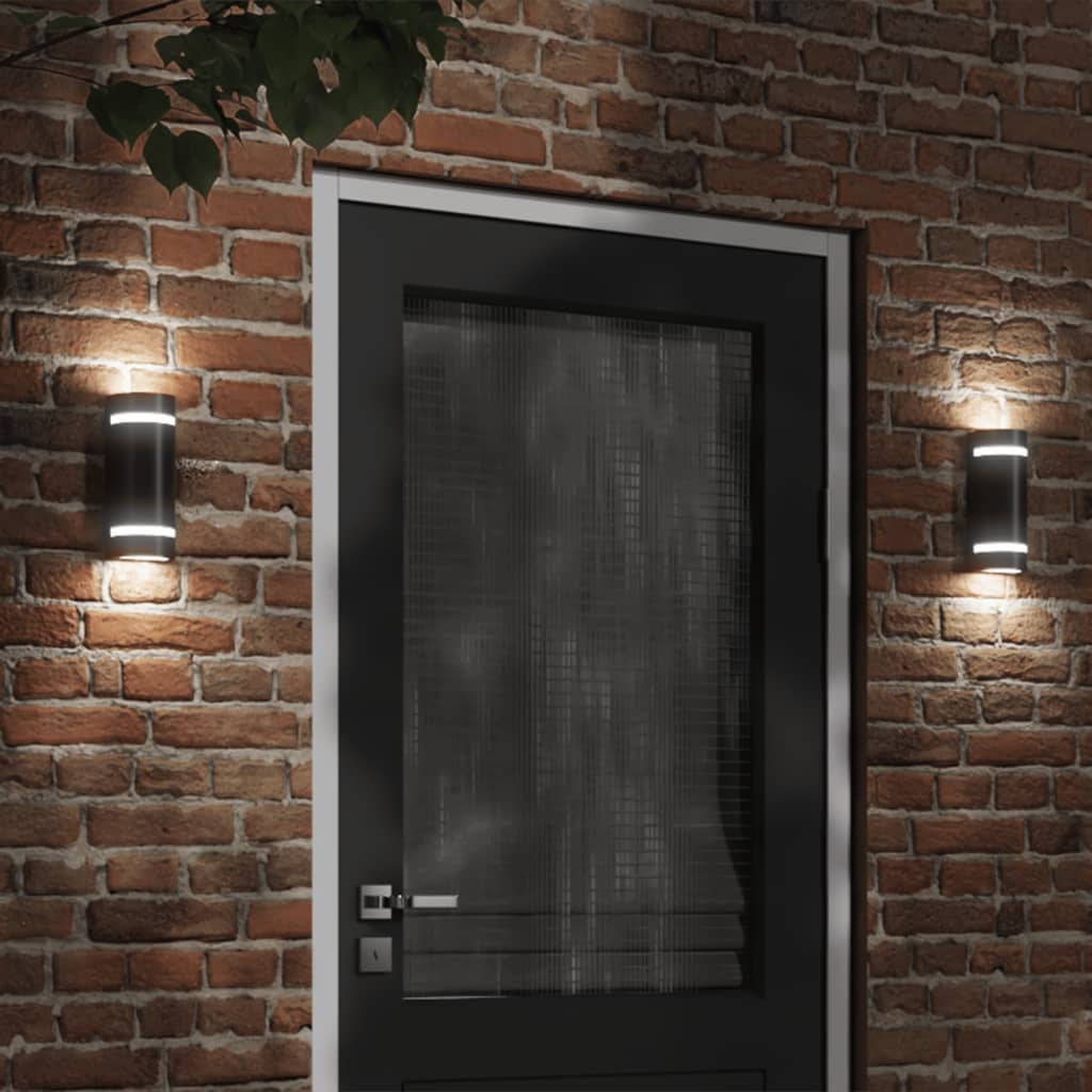 Utomhusvägglampa 2 St 35 W Svart Halvrund