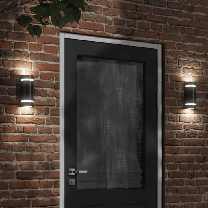 Utomhusvägglampa 2 St 35 W Svart Halvrund