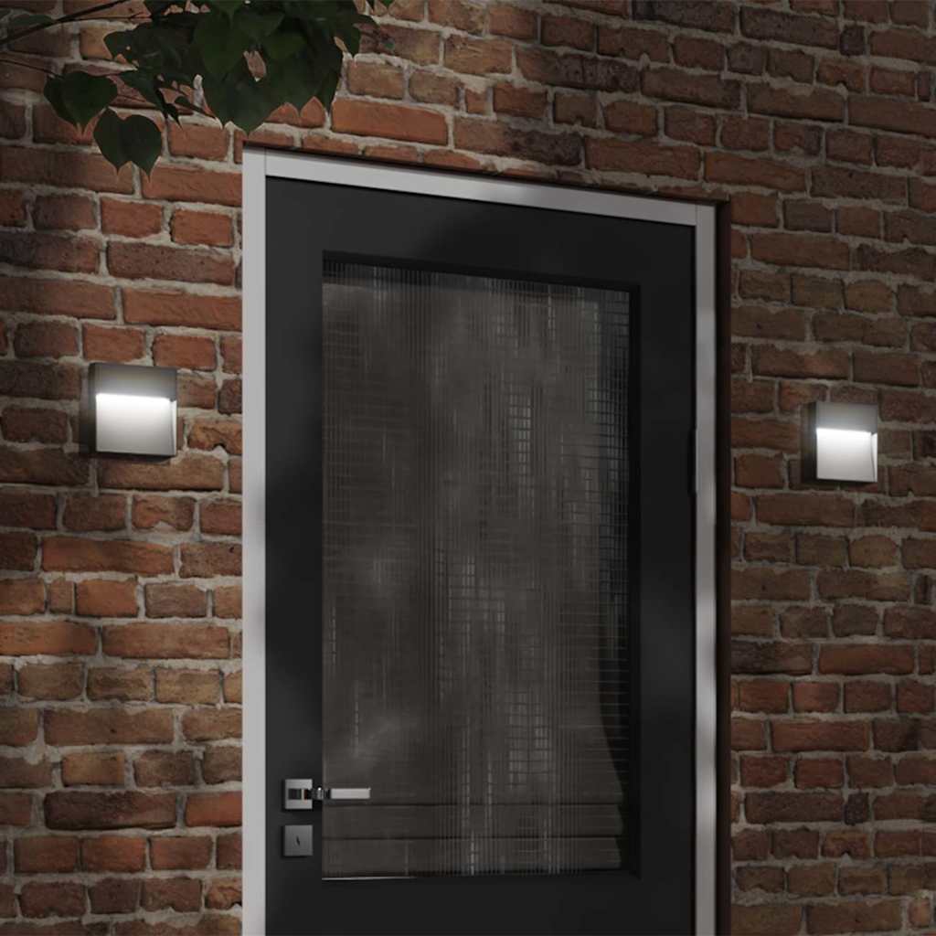 Utomhusvägglampa Led 2 St 3 W Svart