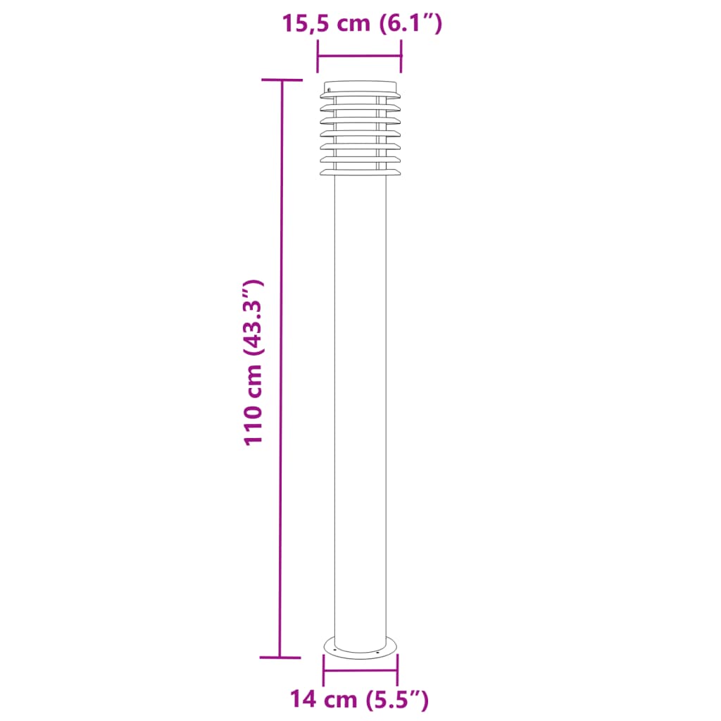 Utomhusgolvlampor 3 St 110 Cm Rostfritt Stål