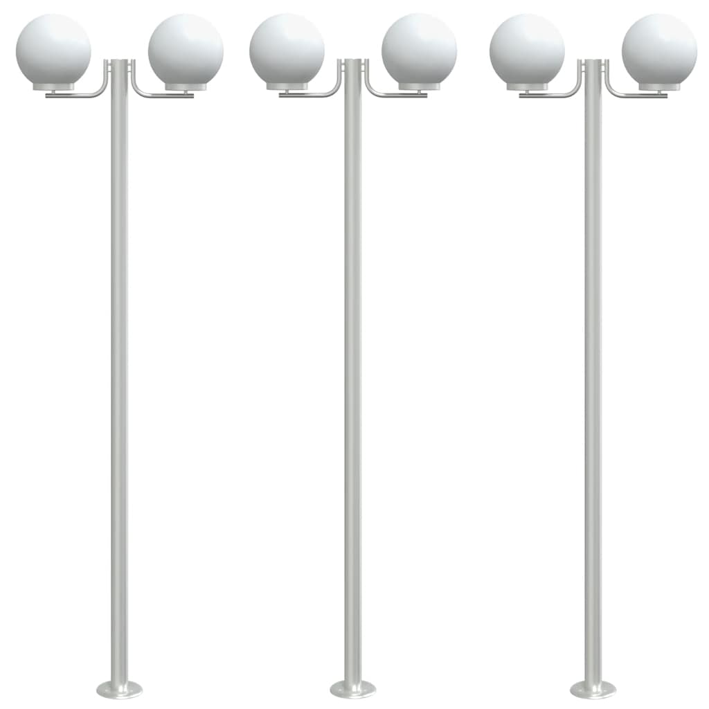 Utomhusgolvlampor 3 St Silver 215 Cm Rostfritt Stål