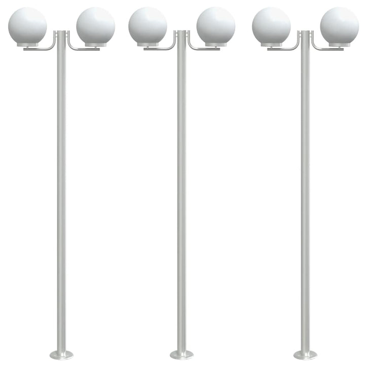 Utomhusgolvlampor 3 St Silver 215 Cm Rostfritt Stål