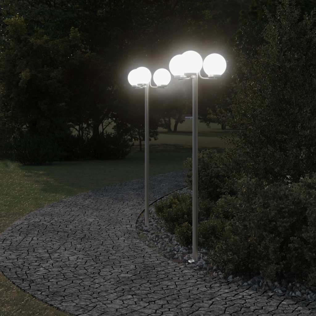 Utomhusgolvlampor 3 St Silver 215 Cm Rostfritt Stål