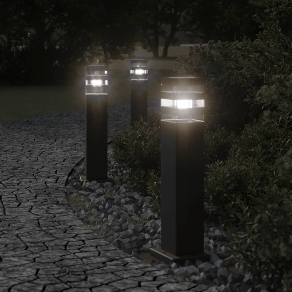 Utomhusgolvlampor Med Eluttag 3St Svart Aluminium