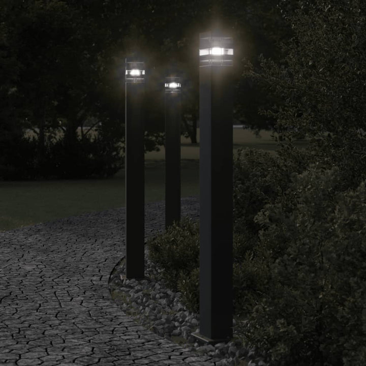 Utomhusgolvlampor Med Eluttag 3St Svart Aluminium