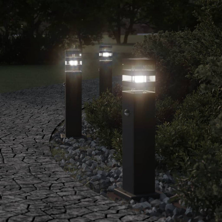 Utomhusgolvlampor Med Eluttag 3St Svart Aluminium