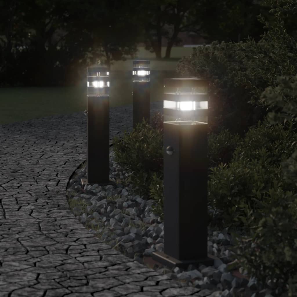 Utomhusgolvlampor Med Eluttag 3St Svart Aluminium