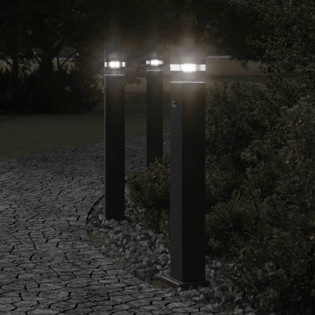 Utomhusgolvlampor Med Eluttag 3St Svart Aluminium